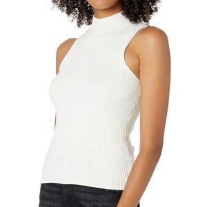 The Drop Womens Karolina Sleeveless Ribbed Mock-Neck Sweater Ivory. Size M